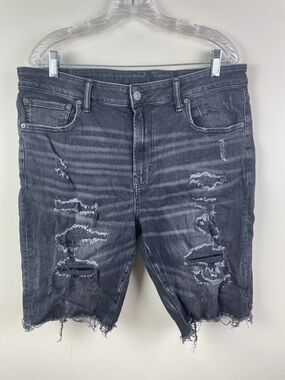 American Eagle NE(X)T LEVEL AIRFLEX 
Distressed Jean Shorts Black